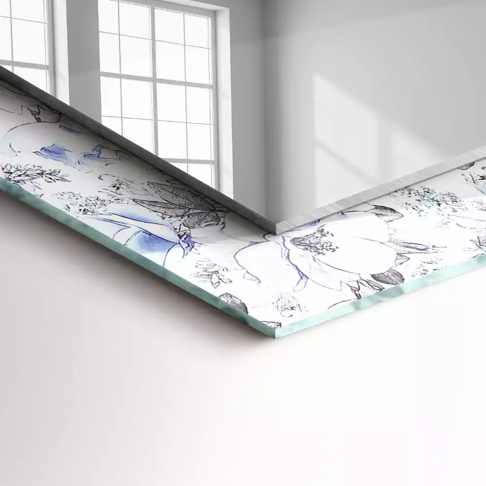 Négyszögletes dísztükör Virágok és levelek