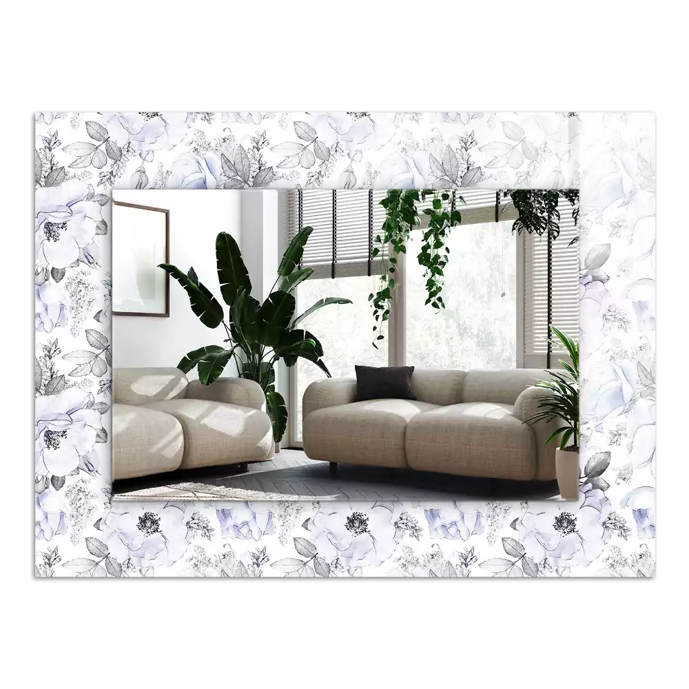 Négyszögletes dísztükör Virágok és levelek