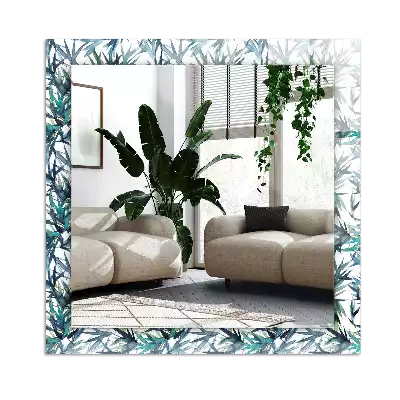 Négyszögletes dísztükör Bambusz levelek akvarell