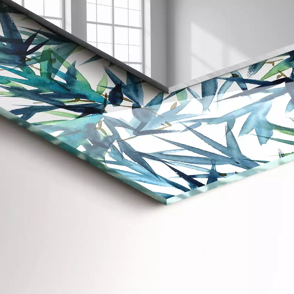 Négyszögletes dísztükör Bambusz levelek akvarell