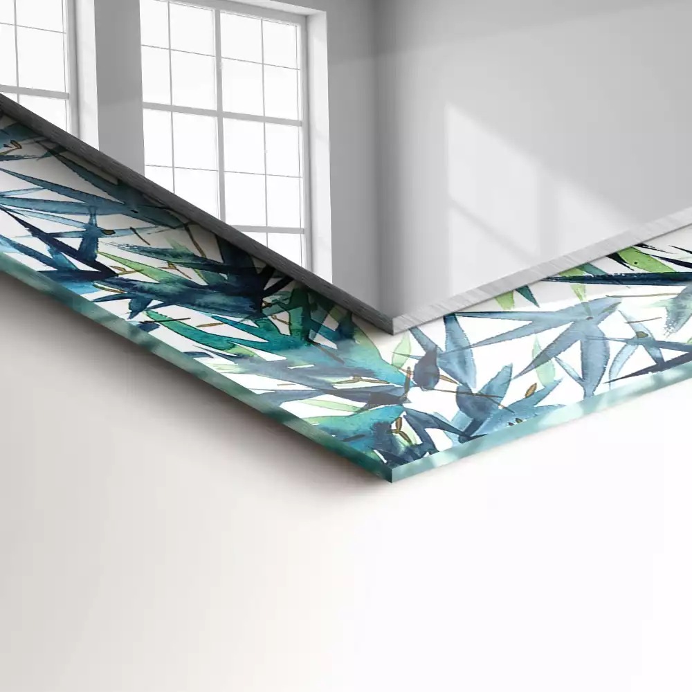 Négyszögletes dísztükör Bambusz levelek akvarell