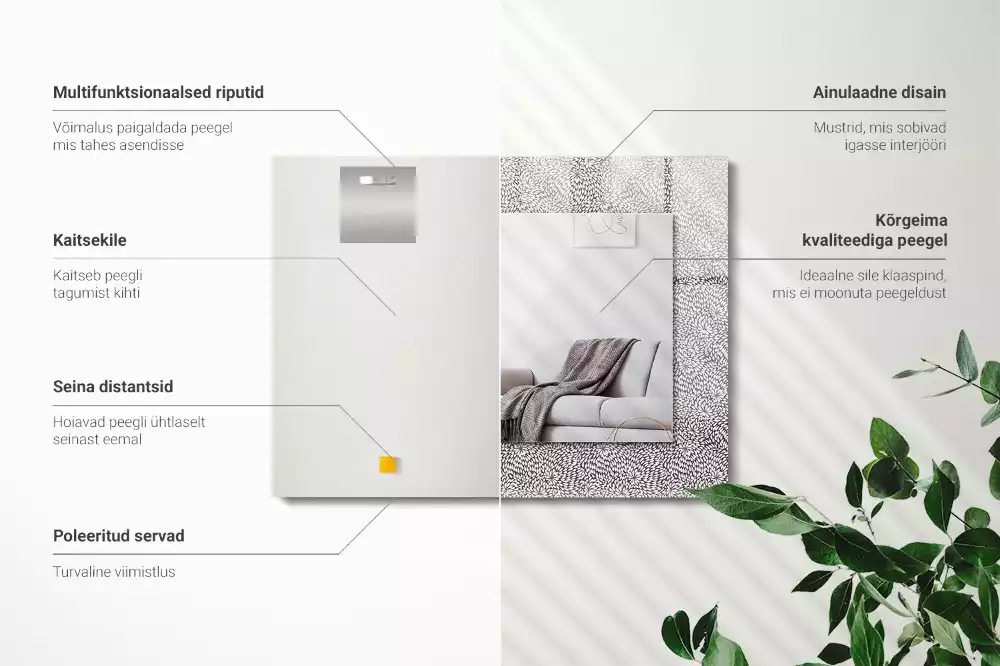 Négyszögletes dísztükör 3D-s minta