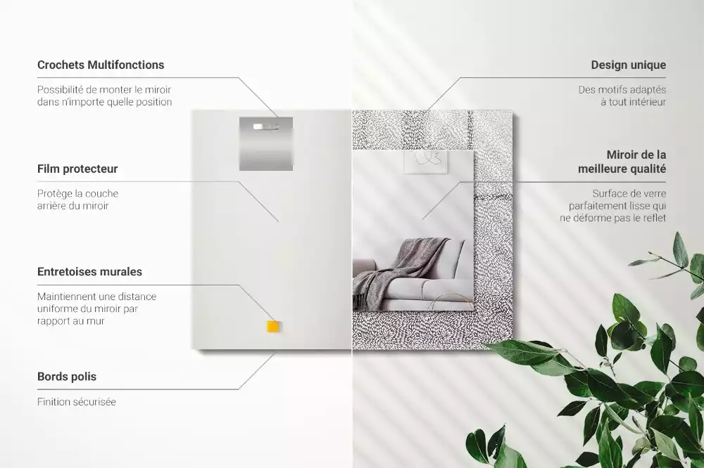 Négyszögletes dísztükör 3D-s minta