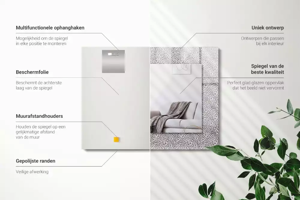 Négyszögletes dísztükör 3D-s minta