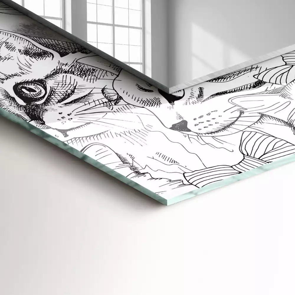 Négyszögletes dísztükör Csokornyakkendős macskák