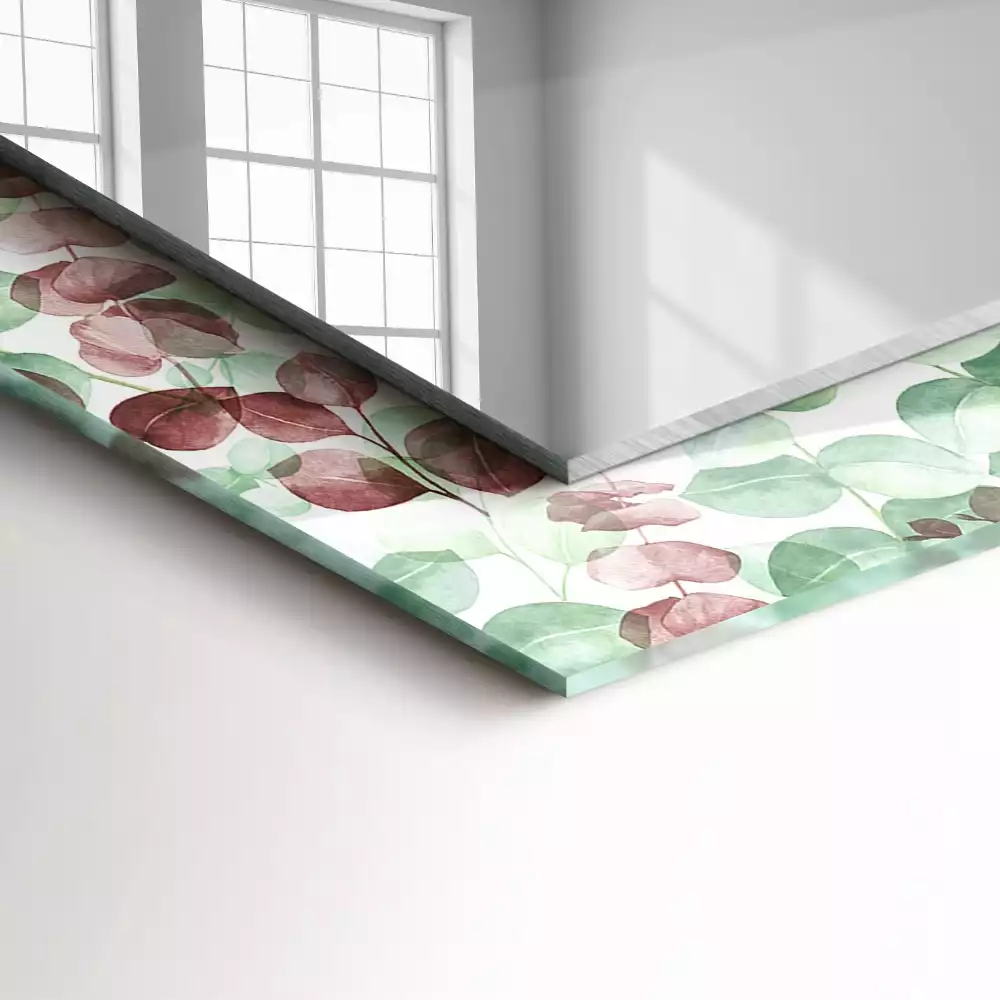 Négyszögletes dísztükör Akvarell levelek