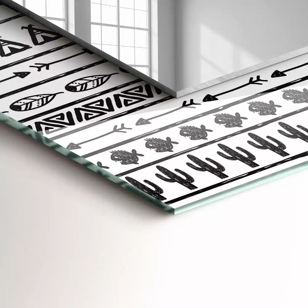 Négyszögletes dísztükör Tipi nyílhegy kaktuszok