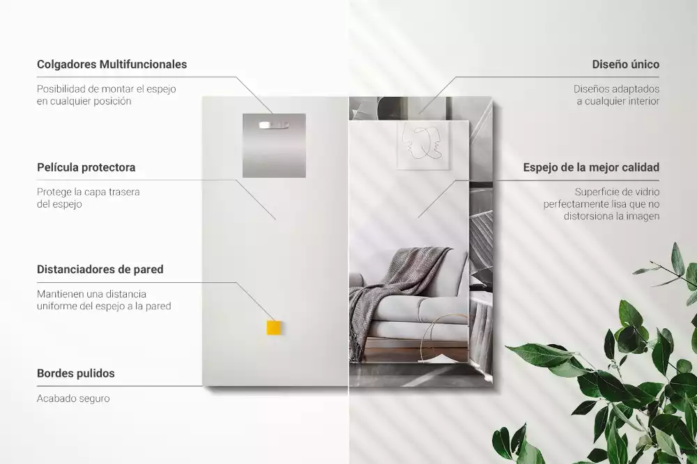 Négyszögletes dísztükör Banán levelek