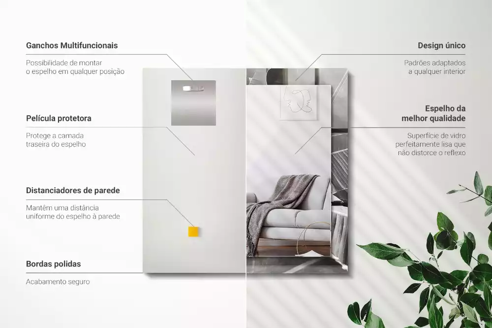 Négyszögletes dísztükör Banán levelek