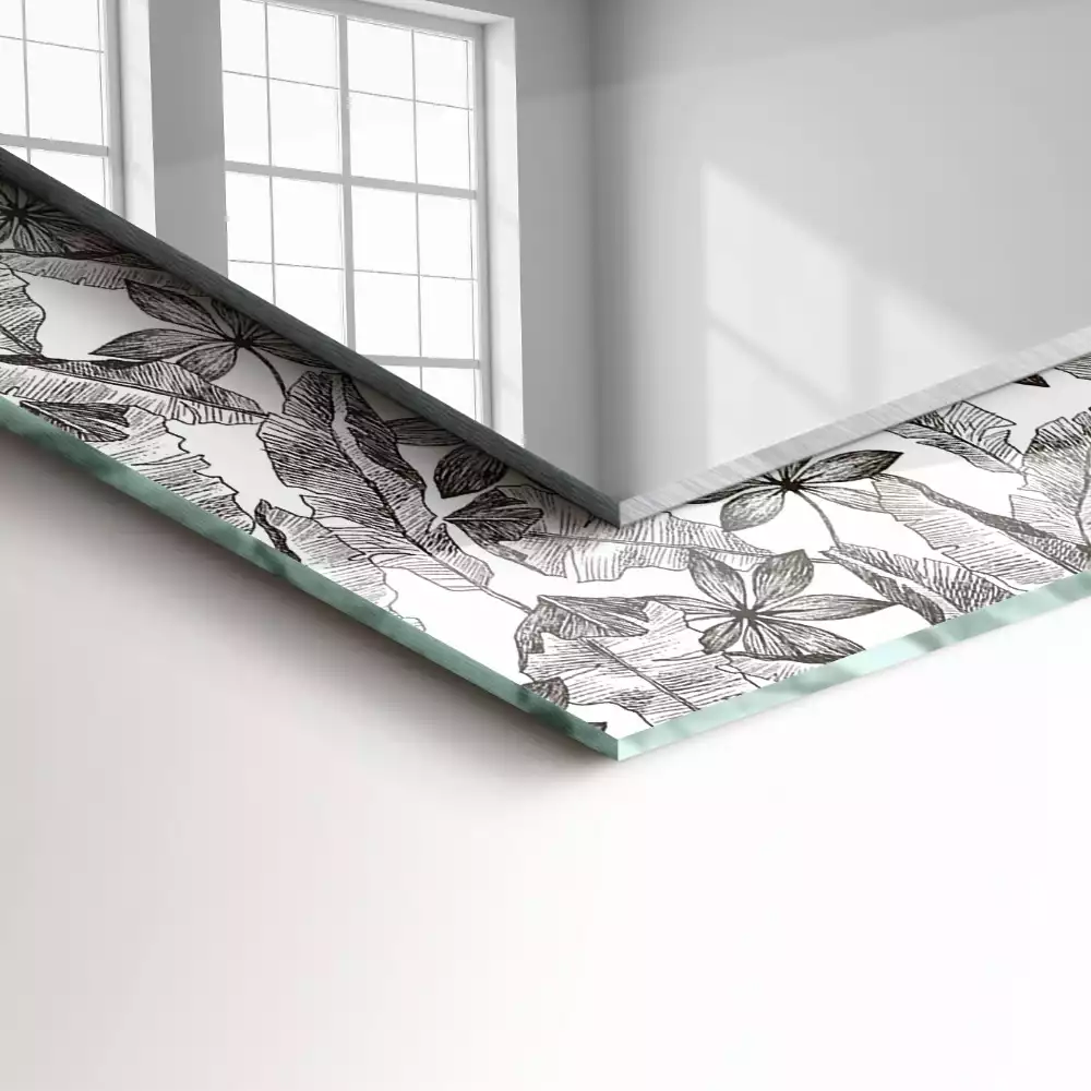 Négyszögletes dísztükör Levelek és virágok