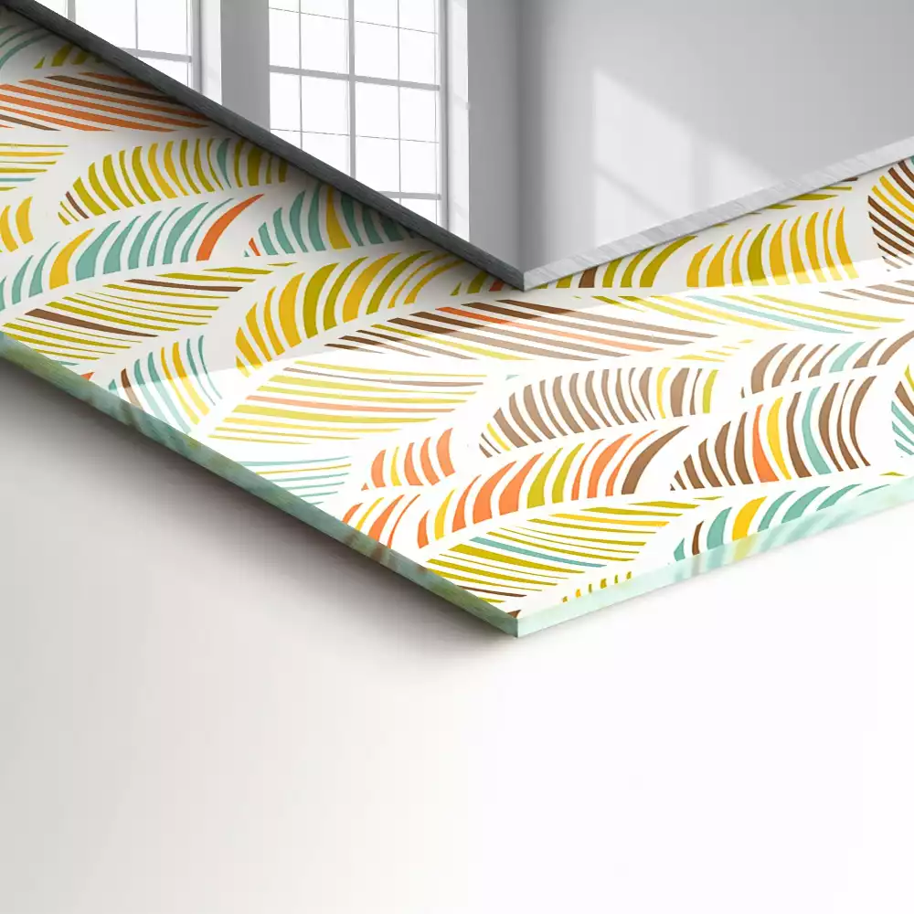 Négyszögletes dísztükör Színes hullámok a levelek