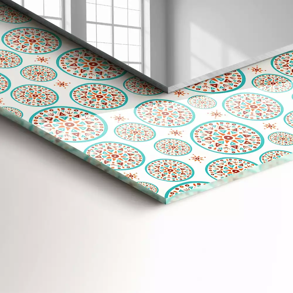 Négyszögletes dísztükör Színes kör minta