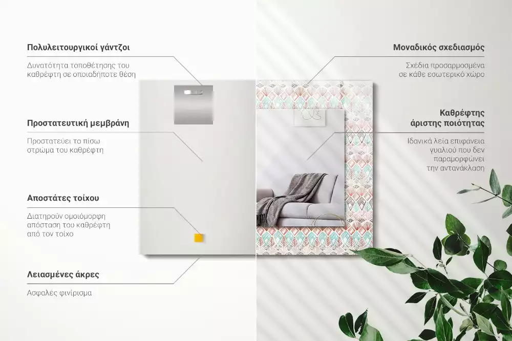Négyszögletes dísztükör Színes geometrikus minta