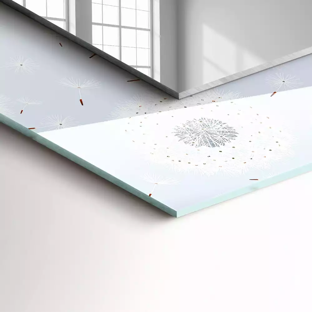 Négyszögletes dísztükör Pitypang virágok