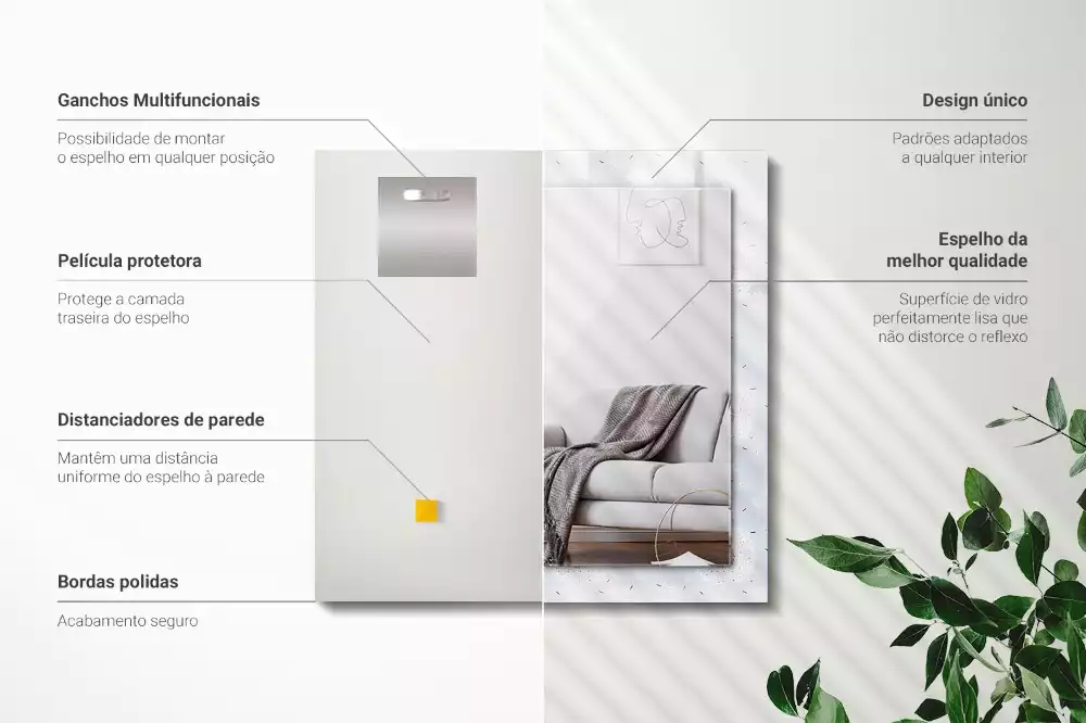 Négyszögletes dísztükör Pitypang virágok