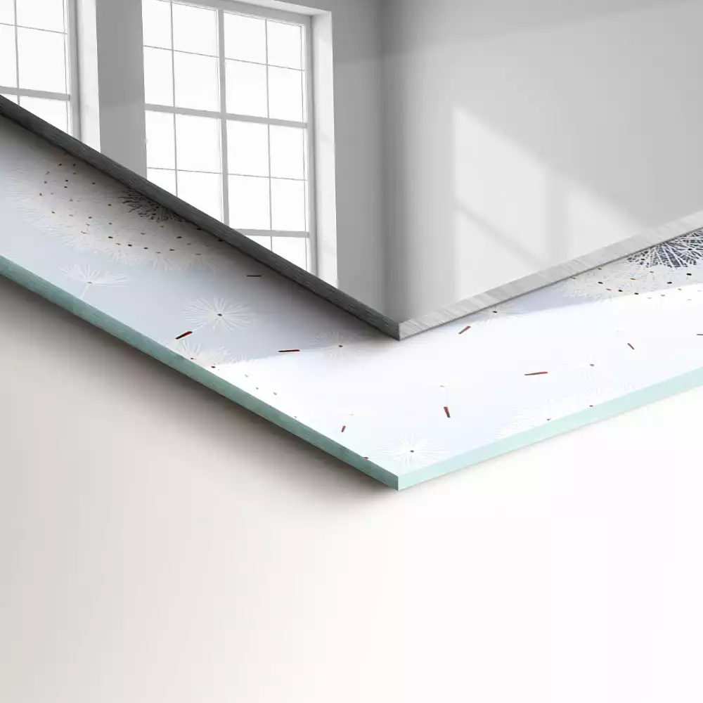 Négyszögletes dísztükör Pitypang virágok