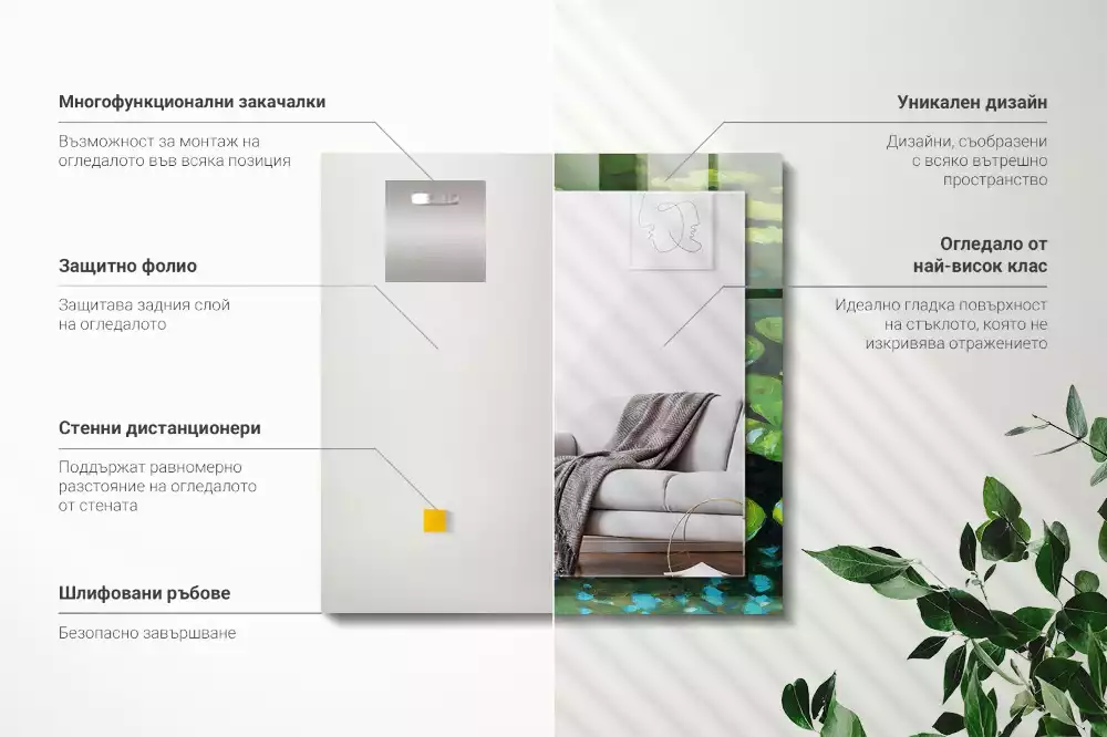 Négyszögletes dísztükör Tavirózsa tó