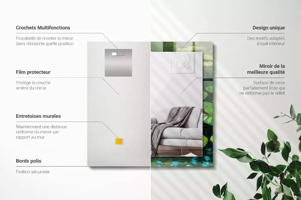 Négyszögletes dísztükör Tavirózsa tó