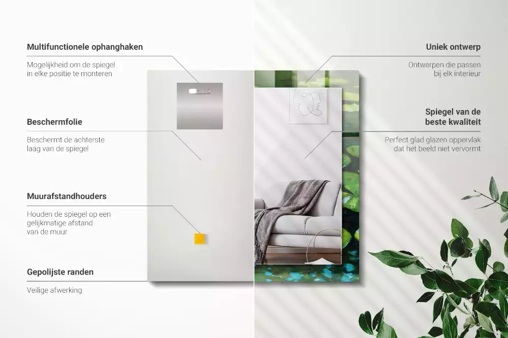 Négyszögletes dísztükör Tavirózsa tó