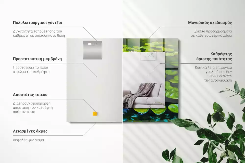 Négyszögletes dísztükör Tavirózsa tó