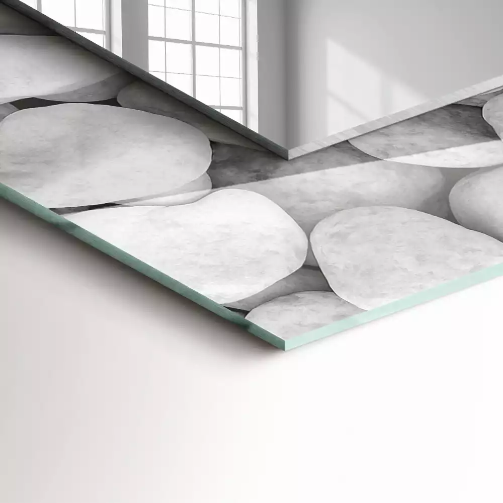 Négyszögletes tükör fali dísz Fehér sima kövek