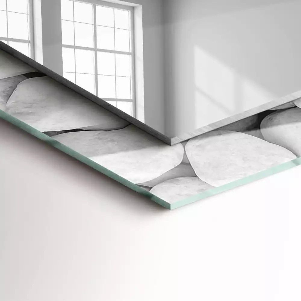 Négyszögletes tükör fali dísz Fehér sima kövek