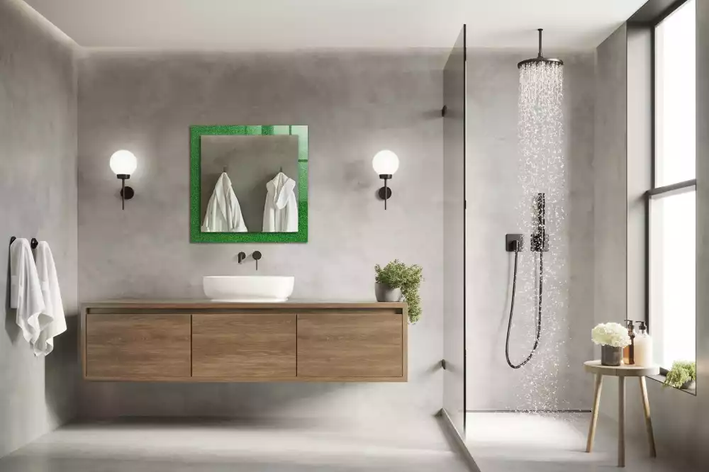 Négyszögletes dísztükör Zöld fű