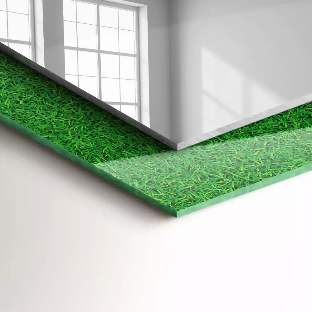 Négyszögletes dísztükör Zöld fű