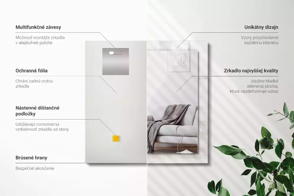 Négyszögletes dísztükör Szürke textúra minta