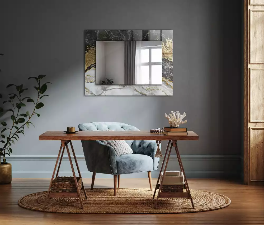 Négyszögletes dísztükör Márvány erek absztrakt