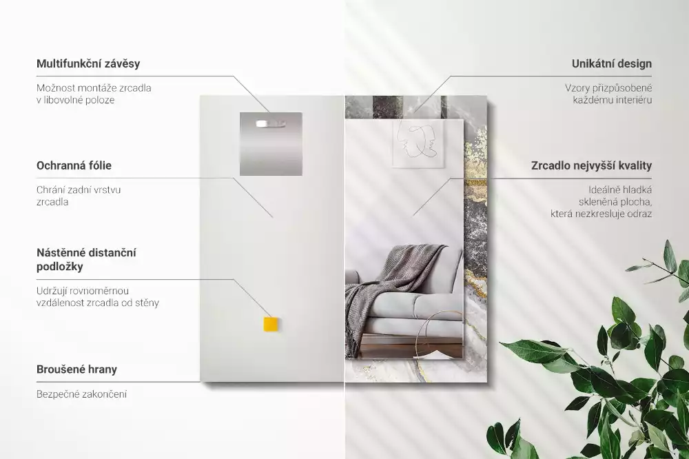 Négyszögletes dísztükör Márvány erek absztrakt