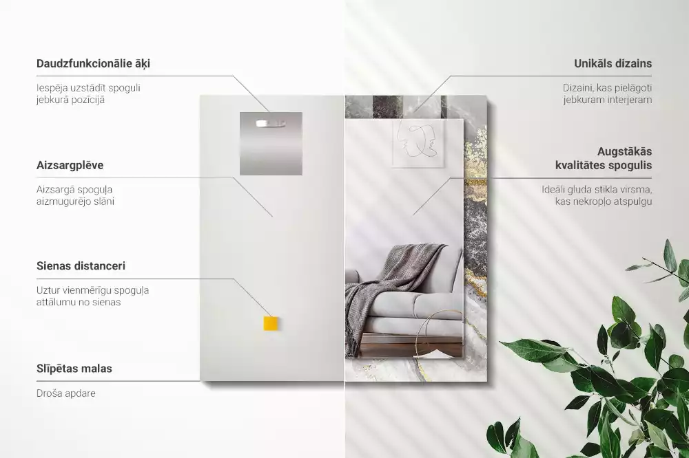 Négyszögletes dísztükör Márvány erek absztrakt