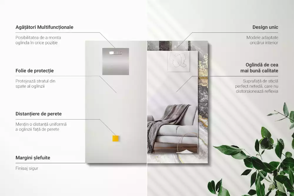 Négyszögletes dísztükör Márvány erek absztrakt