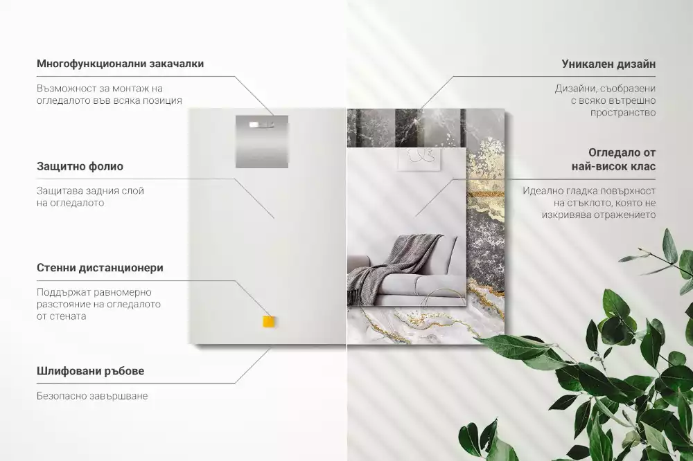 Négyszögletes dísztükör Márvány erek absztrakt