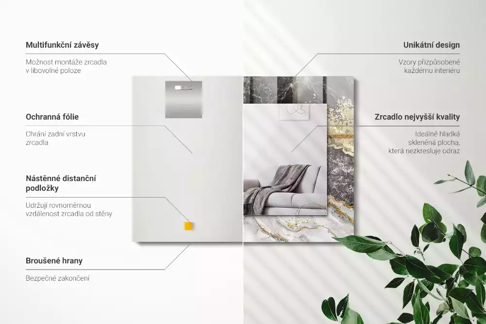 Négyszögletes dísztükör Márvány erek absztrakt