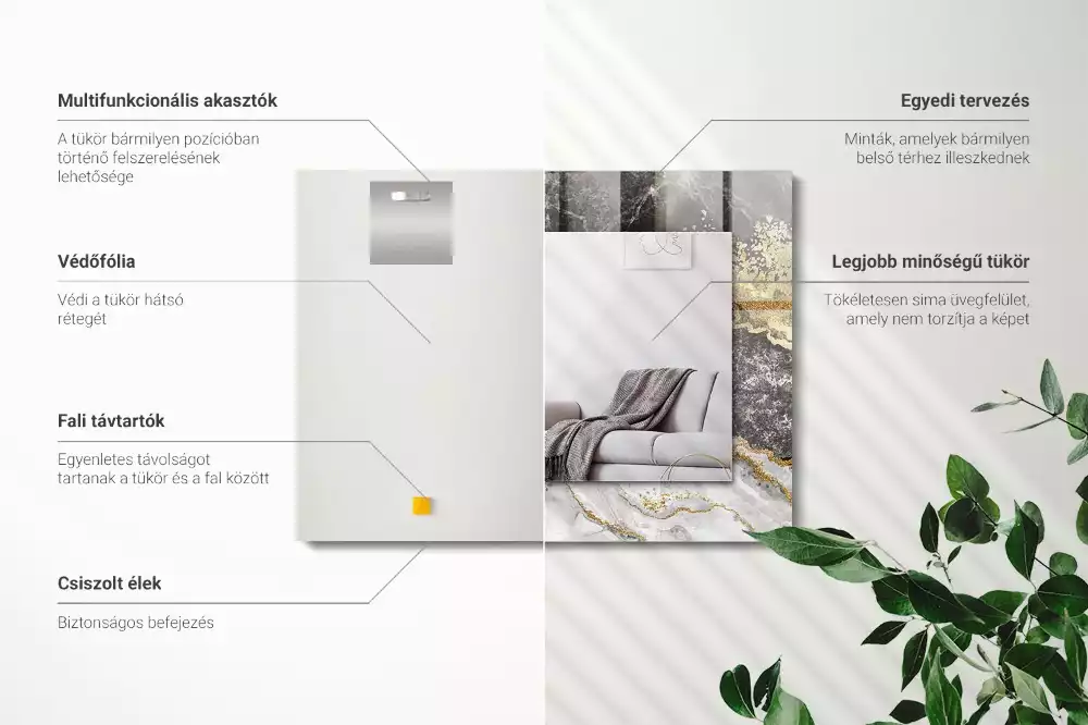 Négyszögletes dísztükör Márvány erek absztrakt