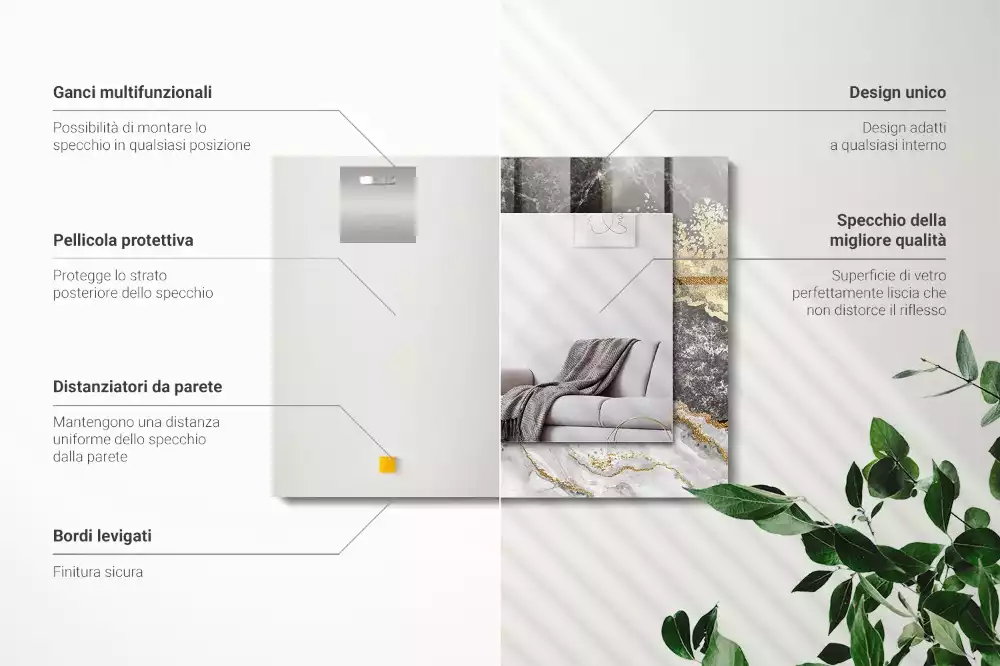 Négyszögletes dísztükör Márvány erek absztrakt