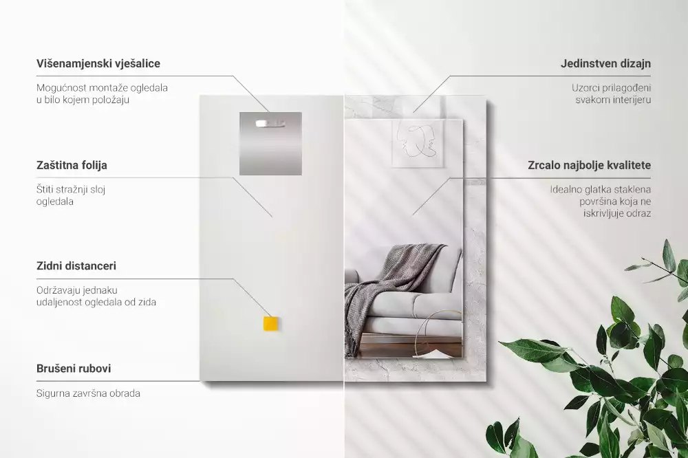 Négyszögletes dísztükör Repedt betonfelület