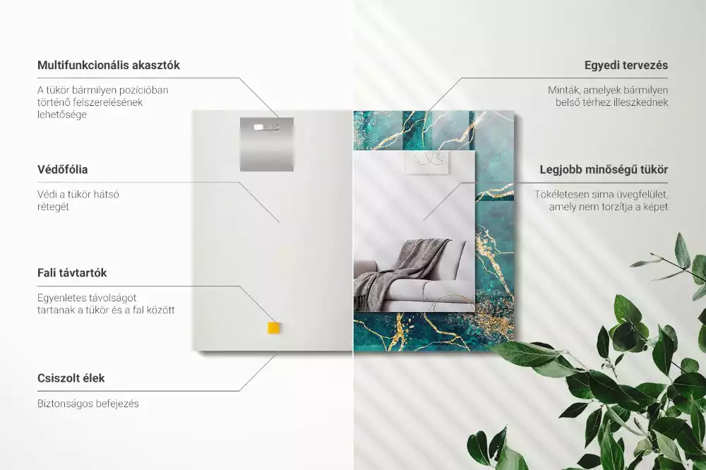 Négyszögletes dísztükör Szerpentin