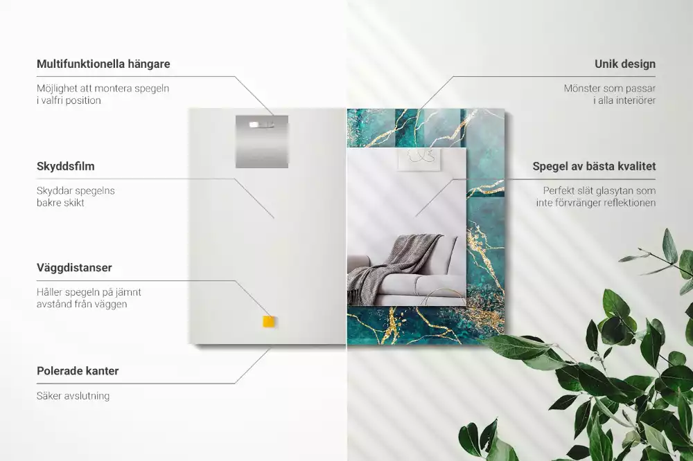 Négyszögletes dísztükör Szerpentin