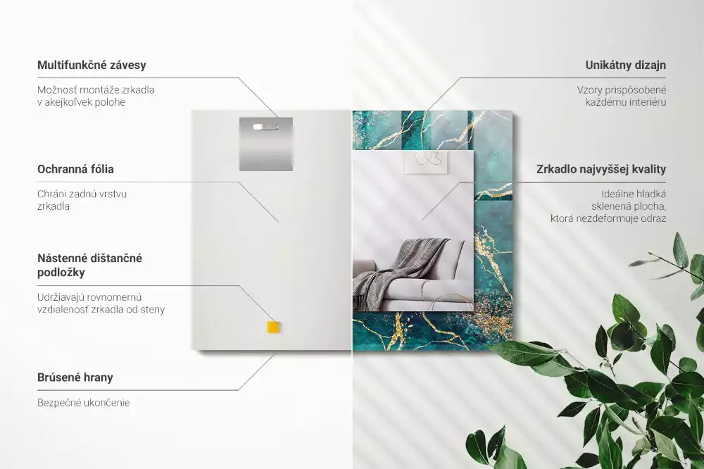 Négyszögletes dísztükör Szerpentin