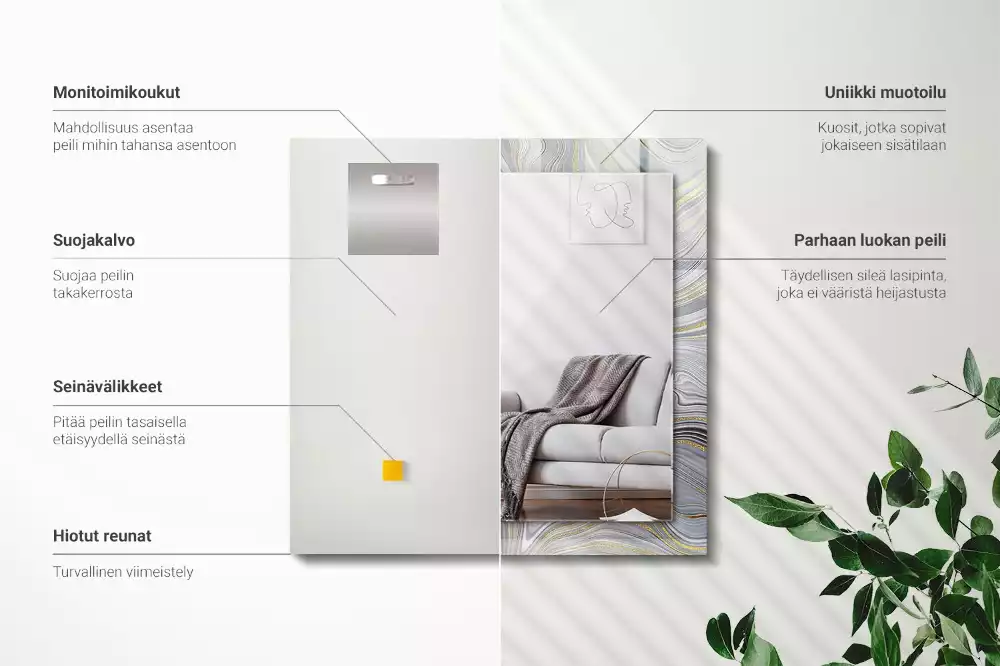 Négyszögletes dísztükör Absztrakt márvány minták