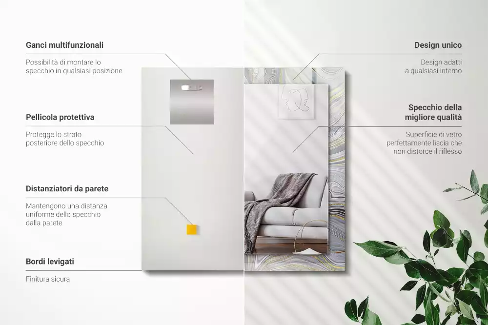 Négyszögletes dísztükör Absztrakt márvány minták