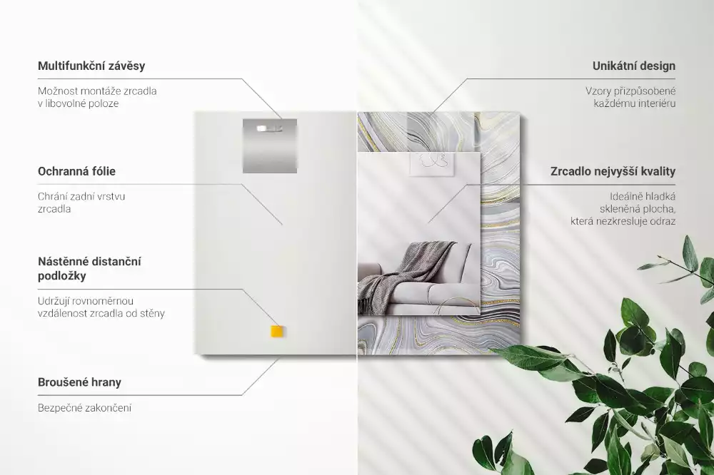 Négyszögletes dísztükör Absztrakt márvány minták