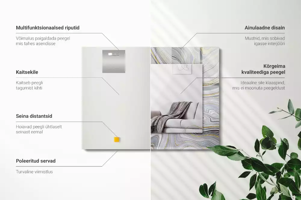 Négyszögletes dísztükör Absztrakt márvány minták