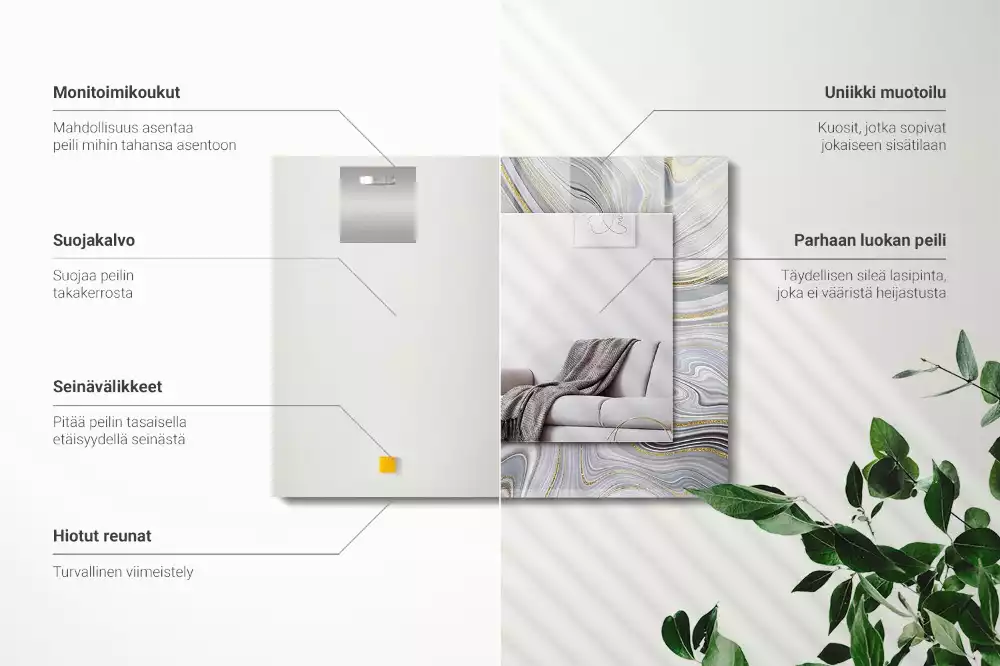 Négyszögletes dísztükör Absztrakt márvány minták