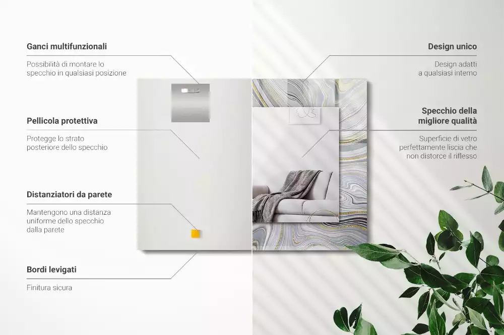 Négyszögletes dísztükör Absztrakt márvány minták