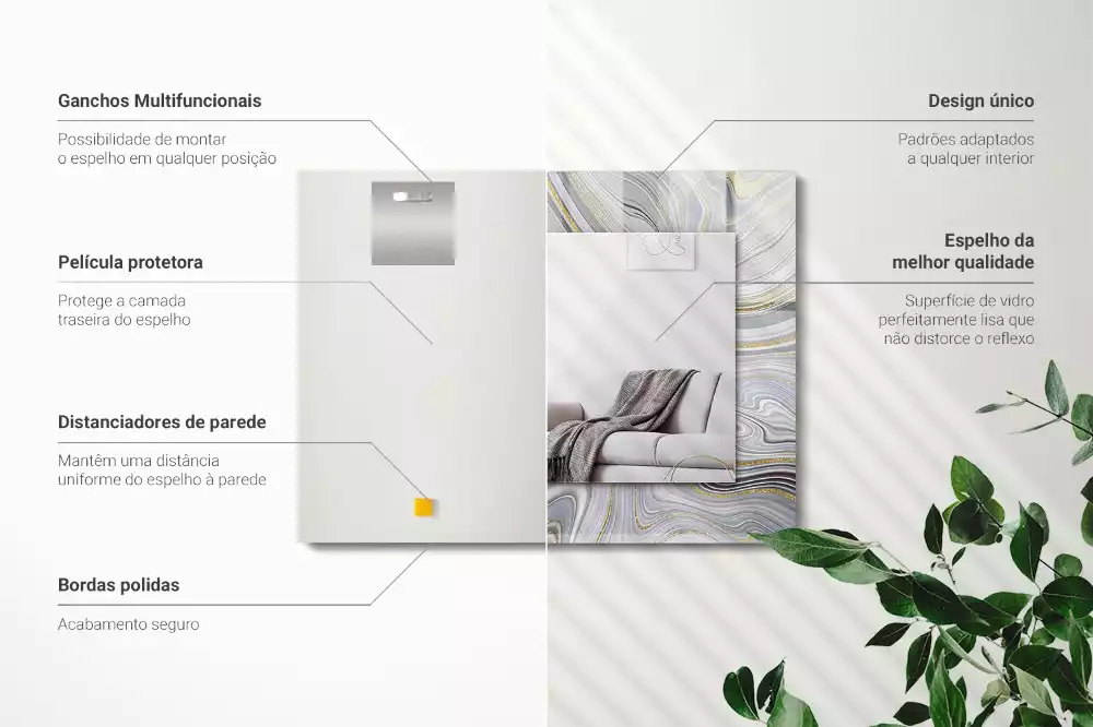 Négyszögletes dísztükör Absztrakt márvány minták