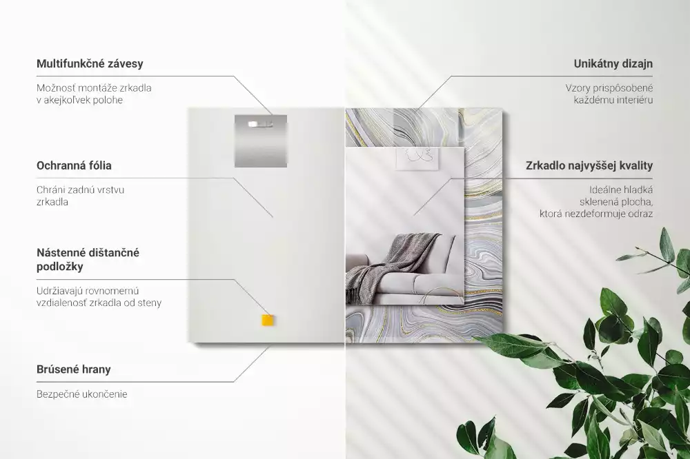 Négyszögletes dísztükör Absztrakt márvány minták