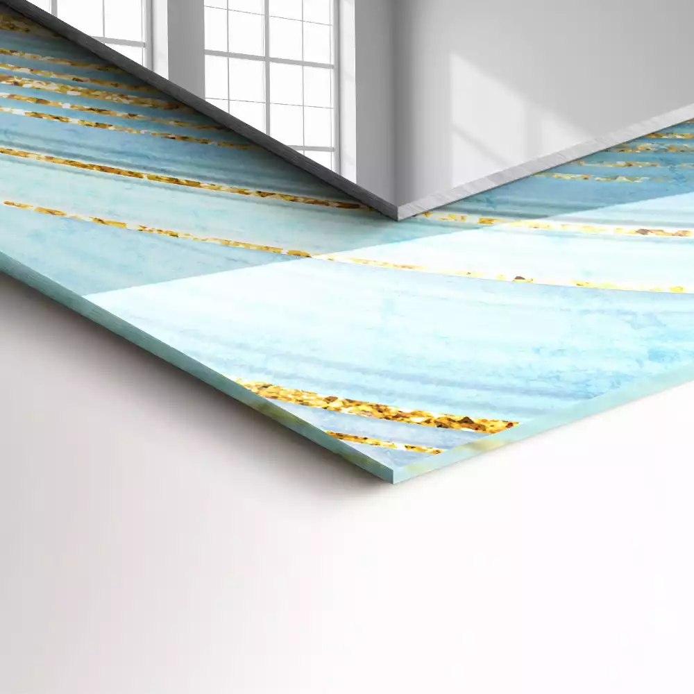 Négyszögletes dísztükör Absztrakt kék hullámok